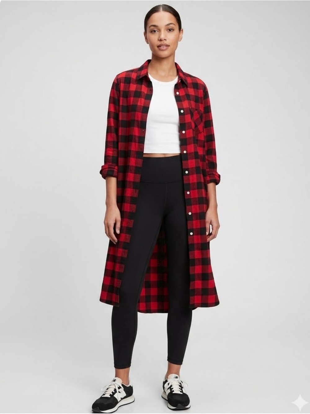 Woolrich 100% Cotton Flanner Red Buffalo Check Duster Button Down Top Women’s L